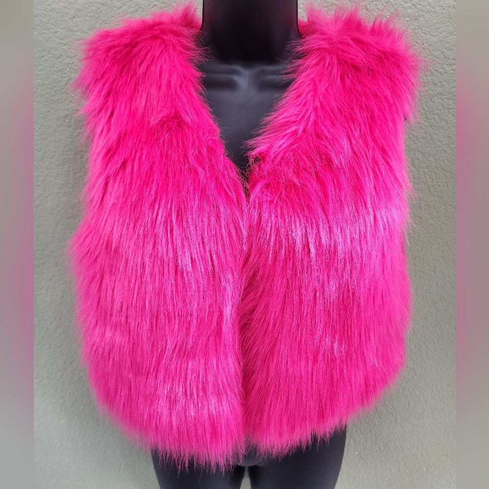 Vibrant Pink Faux Fur Vest Sz S